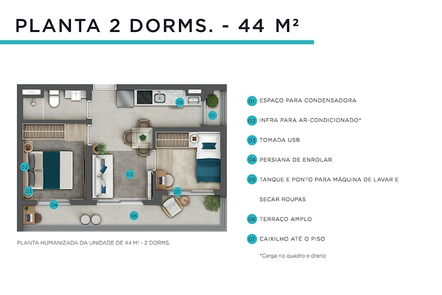 2 Dorms. - 45 m2