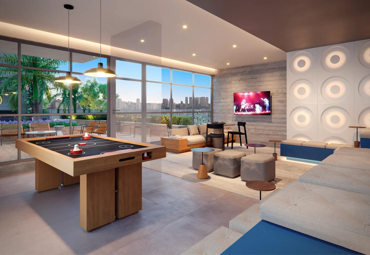 PERSPECTIVA ILUSTRADA DO COLIVING E JOGOS